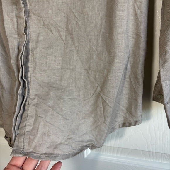 Max Studio Linen Blend Top Women's Medium Long Sleeve Button Up Crochet Corpcore - Picture 10 of 11